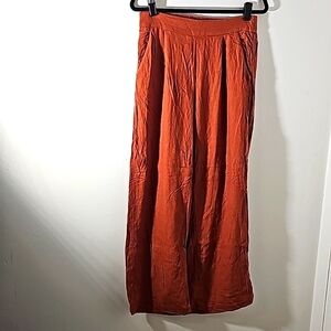 ABERCROMBIE & FITCH, women's linen wide leg‎ pants. 2 side pockets medium. Rust